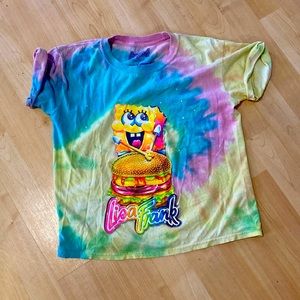 Lisa frank spongebob tie dye tee.